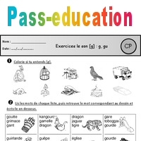 Exercices - Son g, gu - Etude des sons : Primaire 1 - PDF à imprimer