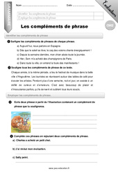 Les compléments de phrase - Examen Evaluation - Bilan : Primaire 5 - PDF à imprimer