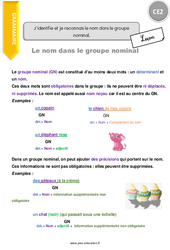 Identifier et reconnaitre le nom dans le groupe nominal. - Cours, Leçon : Primaire 3 - PDF à imprimer