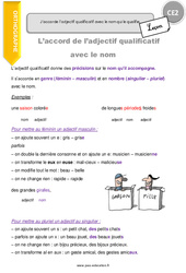 Comment accorder l’adjectif qualificatif avec le nom qui le qualifie. - Cours, Leçon : Primaire 3 - PDF à imprimer