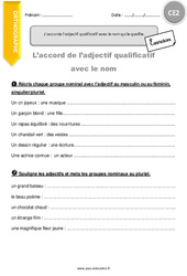 Comment accorder l’adjectif qualificatif avec le nom qui le qualifie. - Exercices avec correction : Primaire 3 - PDF à imprimer