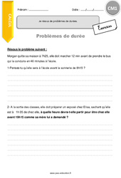Je résous de problèmes de durées - Exercices  : Primaire 4 - PDF à imprimer