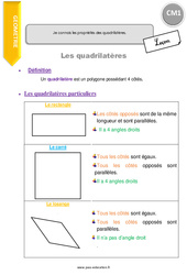 Connaître les propriétés des quadrilatères. - Cours, Leçon : Primaire 4 - PDF à imprimer