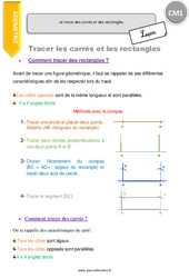 Je trace des carrés et des rectangles - Cours, Leçon : Primaire 4 - PDF à imprimer