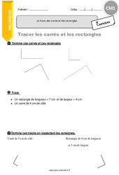 Je trace des carrés et des rectangles - Exercices : Primaire 4 - PDF à imprimer