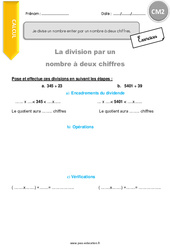 Je divise un nombre entier par un nombre à deux chiffres. - Exercices  : Primaire 5 - PDF à imprimer