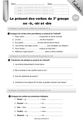Le présent des verbes du 3e groupe en ir, oir et dre - Examen Evaluation - Bilan : Primaire 4 - PDF à imprimer