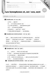 Les homophones et, est son , sont - Examen Evaluation - Bilan : Primaire 4 - PDF à imprimer