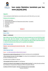Les noms féminins terminés par les sons [é] [té] [tié] - Séquence - Fiche de préparation : Primaire 4 - PDF à imprimer