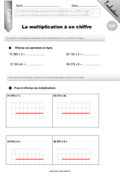 Multiplication à un chiffre - Examen Evaluation - Bilan : Primaire 5 - PDF à imprimer