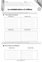 Multiplication à 2 chiffres - Examen Evaluation - Bilan : Primaire 5 - PDF à imprimer