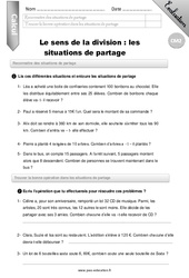 Sens de la division, situation de partage - Examen Evaluation - Bilan : Primaire 5 - PDF à imprimer