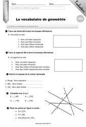 Le vocabulaire de géométrie - Examen Evaluation - Bilan : Primaire 5 - PDF à imprimer