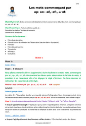 Les mots commençant par ap - ac - af, - ef - et of - Séquence - Fiche de préparation : Primaire 5 - PDF à imprimer