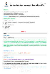 Le féminin des noms et des adjectifs - Séquence - Fiche de préparation : Primaire 4 - PDF à imprimer