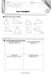 Reconnaitre les différents triangles - Examen Evaluation - Bilan : Primaire 5 - PDF à imprimer
