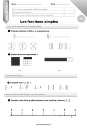 Lire, écrire et représenter les fractions simples. - Examen Evaluation - Bilan : Primaire 5 - PDF à imprimer