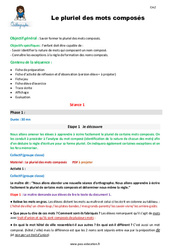 Pluriel des mots composés - Séquence - Fiche de préparation : Primaire 5 - PDF à imprimer