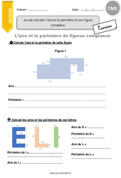 Comment calculer l’aire et le périmètre d’une figure complexe. - Exercices avec correction : Primaire 4 - PDF à imprimer