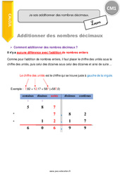 Comment additionner des nombres décimaux - Cours, Leçon : Primaire 4 - PDF à imprimer