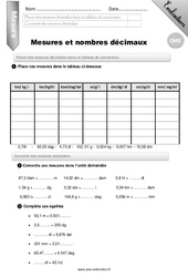 Mesures et nombres décimaux - Examen Evaluation - Bilan : Primaire 5 - PDF à imprimer