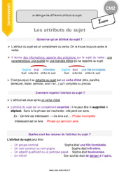 Comment distinguer les différents attributs du sujet - Cours, Leçon : Primaire 5 - PDF à imprimer