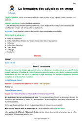 La formation des adverbes en - ment - Séquence - Fiche de préparation : Primaire 5 - PDF à imprimer
