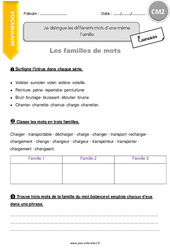 Différents mots d’une même famille - Exercices avec correction : Primaire 5 - PDF à imprimer