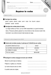 Repérer le verbe - Examen Evaluation - Bilan : Primaire 2 - PDF à imprimer