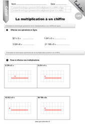 Multiplication à un chiffre - Examen Evaluation - Bilan : Primaire 4 - PDF à imprimer