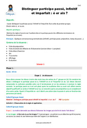 Distinguer participe passé, infinitif et imparfait en - é - er - ais - Séquence - Fiche de préparation : Primaire 5 - PDF à imprimer