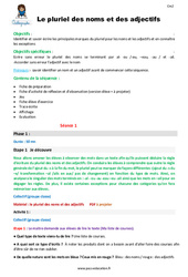 Le pluriel des noms et des adjectifs - Séquence - Fiche de préparation : Primaire 5 - PDF à imprimer