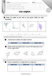 Comparer et tracer des angles - Examen Evaluation - Bilan : Primaire 4 - PDF à imprimer