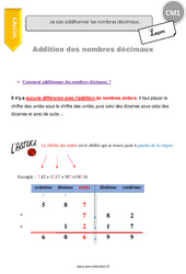 Additionner les nombres décimaux. - Cours, Leçon : Primaire 4 - PDF à imprimer