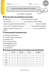 Futur simple - Exercices avec correction : Primaire 5 - PDF à imprimer
