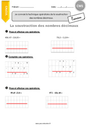 Technique opératoire de la soustraction des nombres décimaux - Exercices avec correction : Primaire 4 - PDF à imprimer