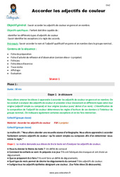 Accorder les adjectifs de couleur - Séquence - Fiche de préparation : Primaire 5 - PDF à imprimer