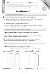 Division à un chiffre - Examen Evaluation - Bilan : Primaire 4 - PDF à imprimer