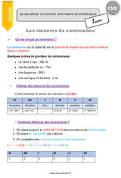 Comment estimer et convertir une mesure de contenance - Cours, Leçon : Primaire 4 - PDF à imprimer
