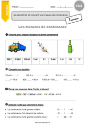 Comment estimer et convertir une mesure de contenance - Exercices avec correction : Primaire 4 - PDF à imprimer
