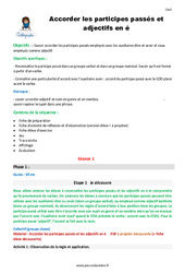 Accorder les participes passés et adjectifs en - é - Séquence - Fiche de préparation : Primaire 5 - PDF à imprimer