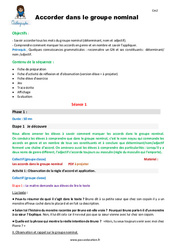 Accorder dans le groupe nominal - Séquence - Fiche de préparation : Primaire 5 - PDF à imprimer