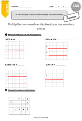 Multiplier un nombre décimal par un nombre entier - Exercices avec correction : Primaire 5 - PDF à imprimer