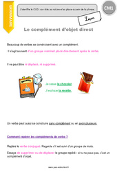 Complément d’objet direct - Cours, Leçon : Primaire 4 - PDF à imprimer