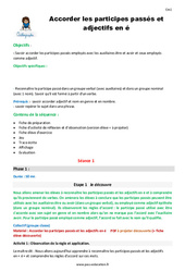 Accorder les participes passés et adjectifs en - é - Séquence - Fiche de préparation : Primaire 4 - PDF à imprimer