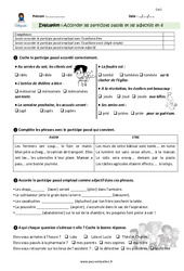 Accorder les participes passés et adjectifs en - é - Examen Evaluation - Bilan : Primaire 4 - PDF à imprimer