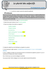 Pluriel des adjectifs - Soutien scolaire - Aide aux devoirs : Primaire 5 - PDF à imprimer