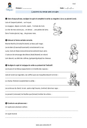Accord du verbe avec le sujet - Exercices avec correction : Primaire 5 - PDF à imprimer