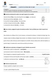 Accord du verbe avec le sujet - Examen Evaluation - Bilan : Primaire 5 - PDF à imprimer