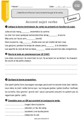 Accord sujet verbe - Exercices : Primaire 3 - PDF à imprimer